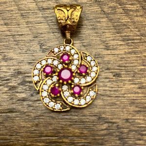 COPY - 5/$25 rose gold pendant with Rubies and diamonds